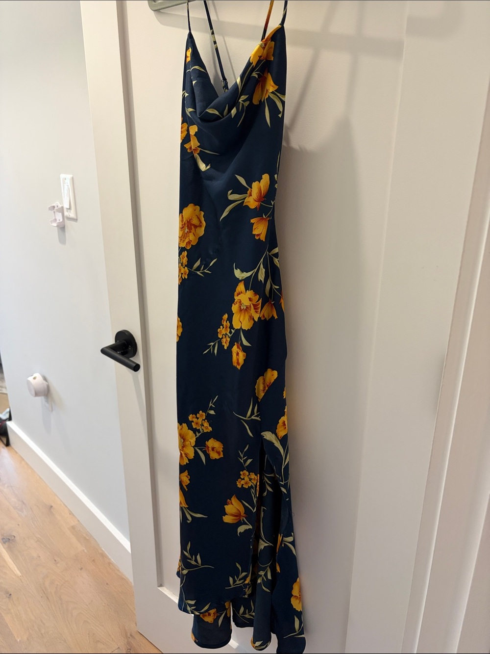 ASTR Navy Floral Slip Dress with Yellow Blooms